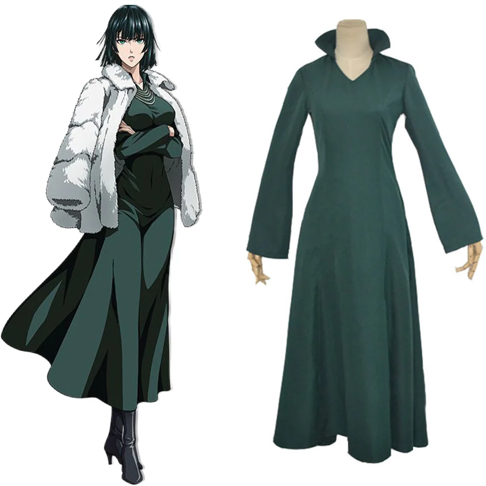 

Anime One Punch Man Fubuki Cosplay Costumes Wanpanman Adult Halloween Carnival Party Green Girls Dress