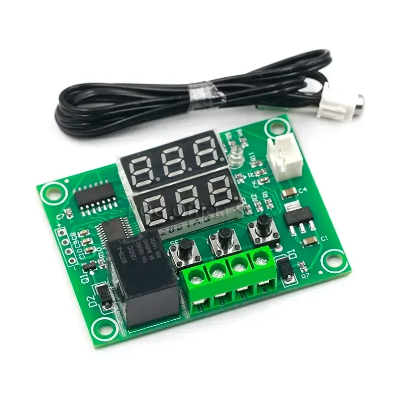 Фото XH-W1219 W1219 DC12V Двухканальный цифровой терморегулятор с LED-дисплеем, контроллер температуры, реле управления, модуль датчика NTC №1