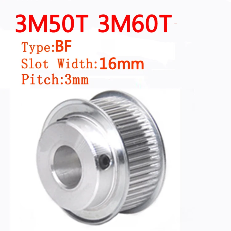 

3M50T 3M60T BF Type 3M Timing Pulley Slot Width 16mm Boss Aluminium Synchronous Wheel Pulleys Bore 6/8/10/12/14/15/16/17/20mm