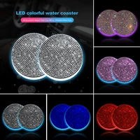 2pcs car coaster cup holder 7 color led light mats luminous atmosphere light cup pad bling auto decor car accessories for girls