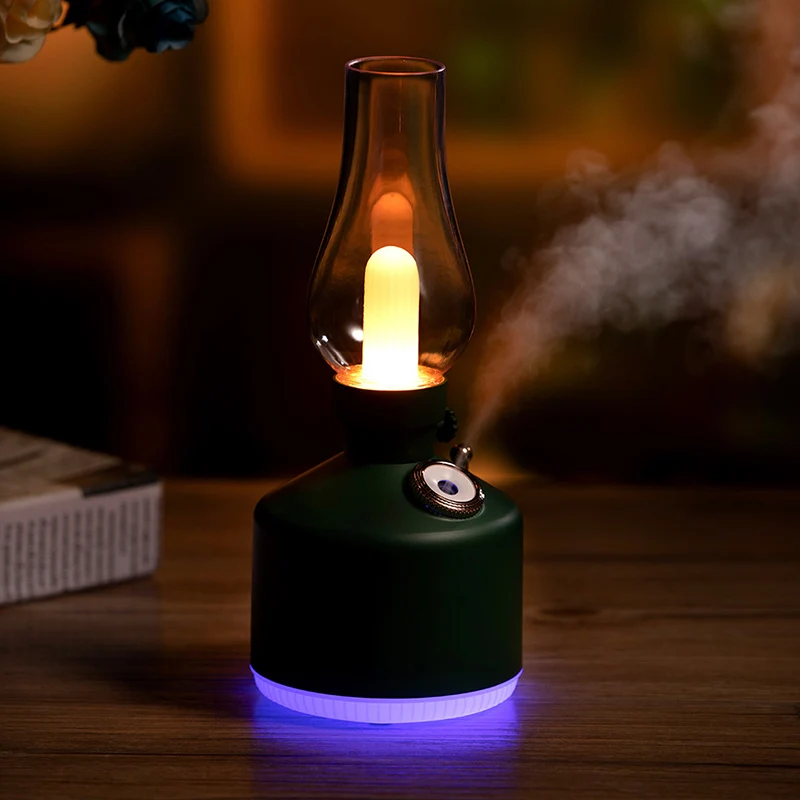 Мини-увлажнитель воздуха Mini USB 280 мл Ароматическое устройство для распыления Ретро настольная лампа Детская спальня Очиститель Атомизатор Настольный свет.