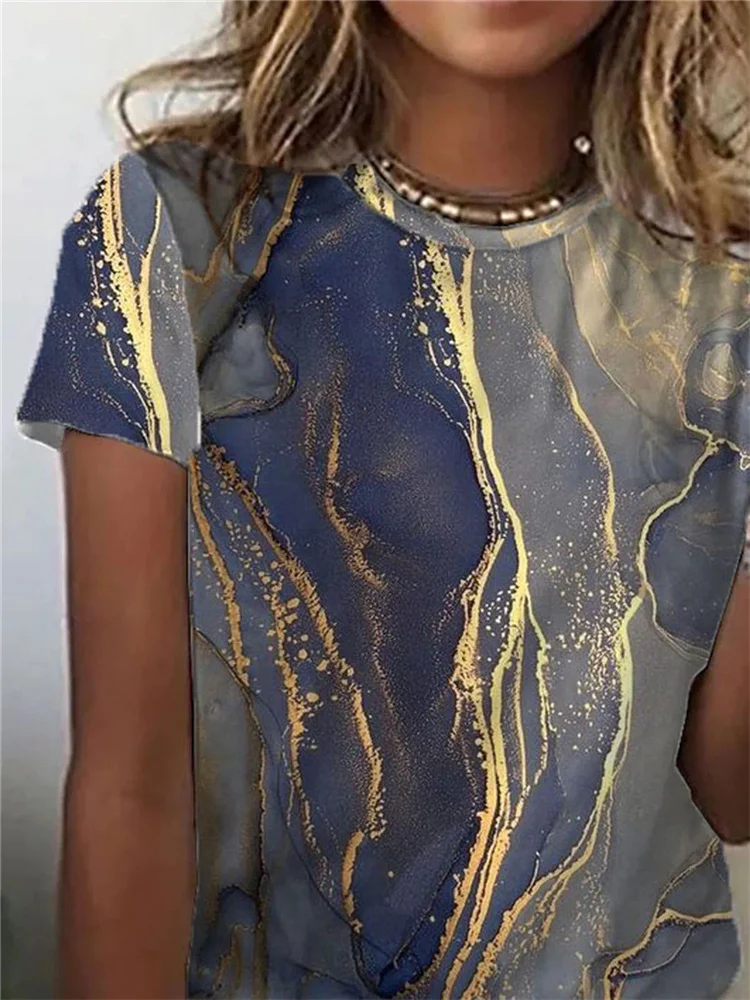 Женская свободная футболка с коротким рукавом Повседневный пуловер круглым