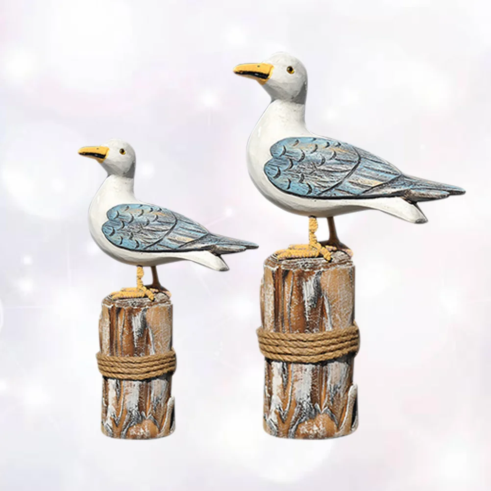 

Figurine Decor Seagull Nautical Bird Home Wooden Decorations Statue Figurines Coastal Seabird Ornament Garden Wood Craft Bedroom