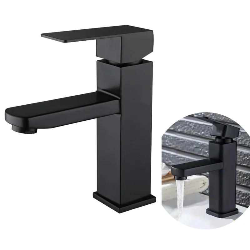 

Basin Sink Bathroom Faucet Deck Mounted Hot Cold Water Basin Mixer Taps Black Lavatory Sink Tap