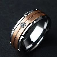 vintage 8mm stainless steel rings for men rose gold brushed inlay aesthetic wedding rings gift wholesale items for business