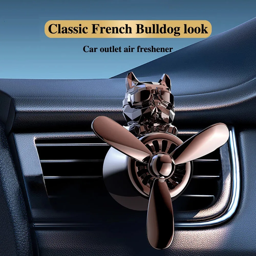 

French Bulldog Pilot Car Air Freshener Air Outlet Propeller Aroma Interior Accessories Perfume Diffuser Freshener Ornaments