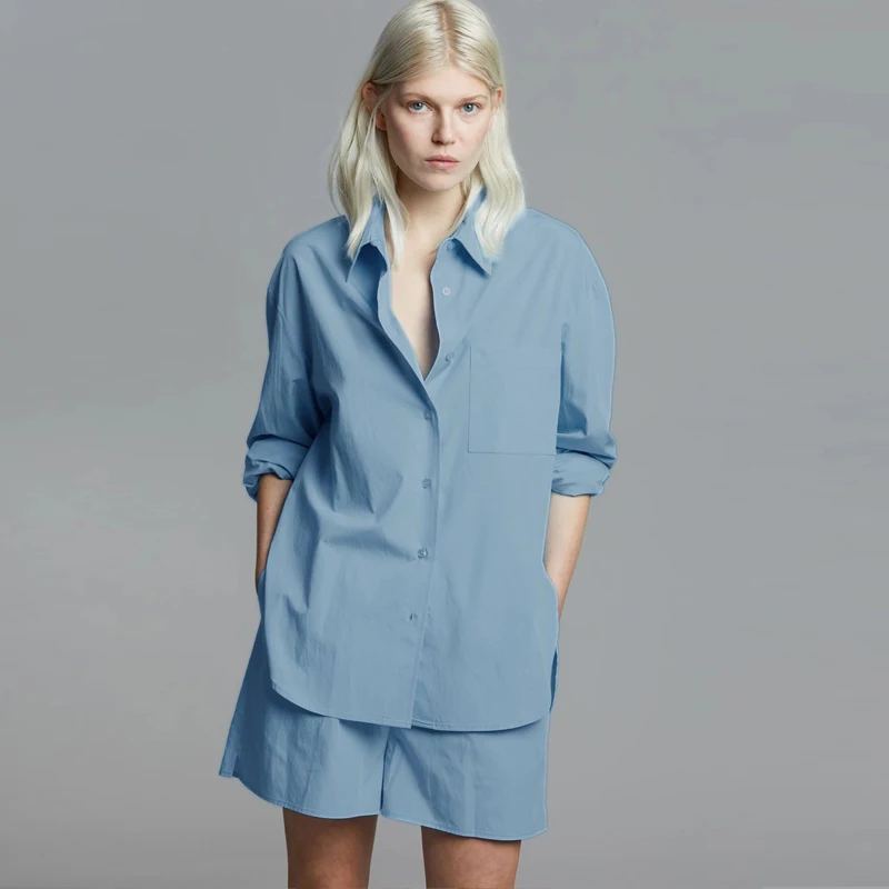 Рубашки Frankie Shop женские весенне-летние 2024 корейский свободный топ дышащие