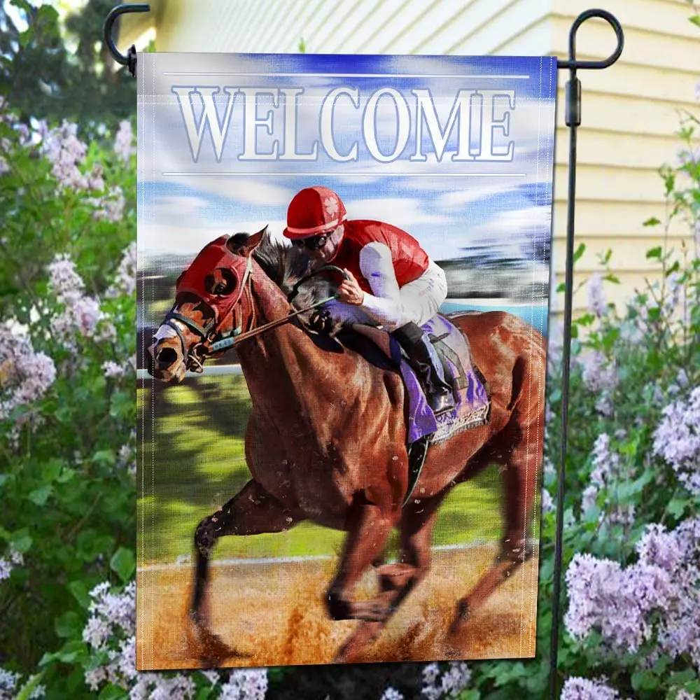 

Double Sided Garden Flag Welcome Decoration Spring Summer Garden Banner Weatherproof Double Sided Linen 47x32cm