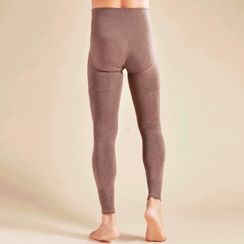 Мужские термобрюки с высокой талией антиобжимные флисовые колготки леггинсы