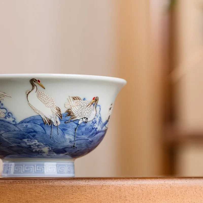 Цзиндэчжэнь Qitang античная грязь синий и белый морской журавль керамическая