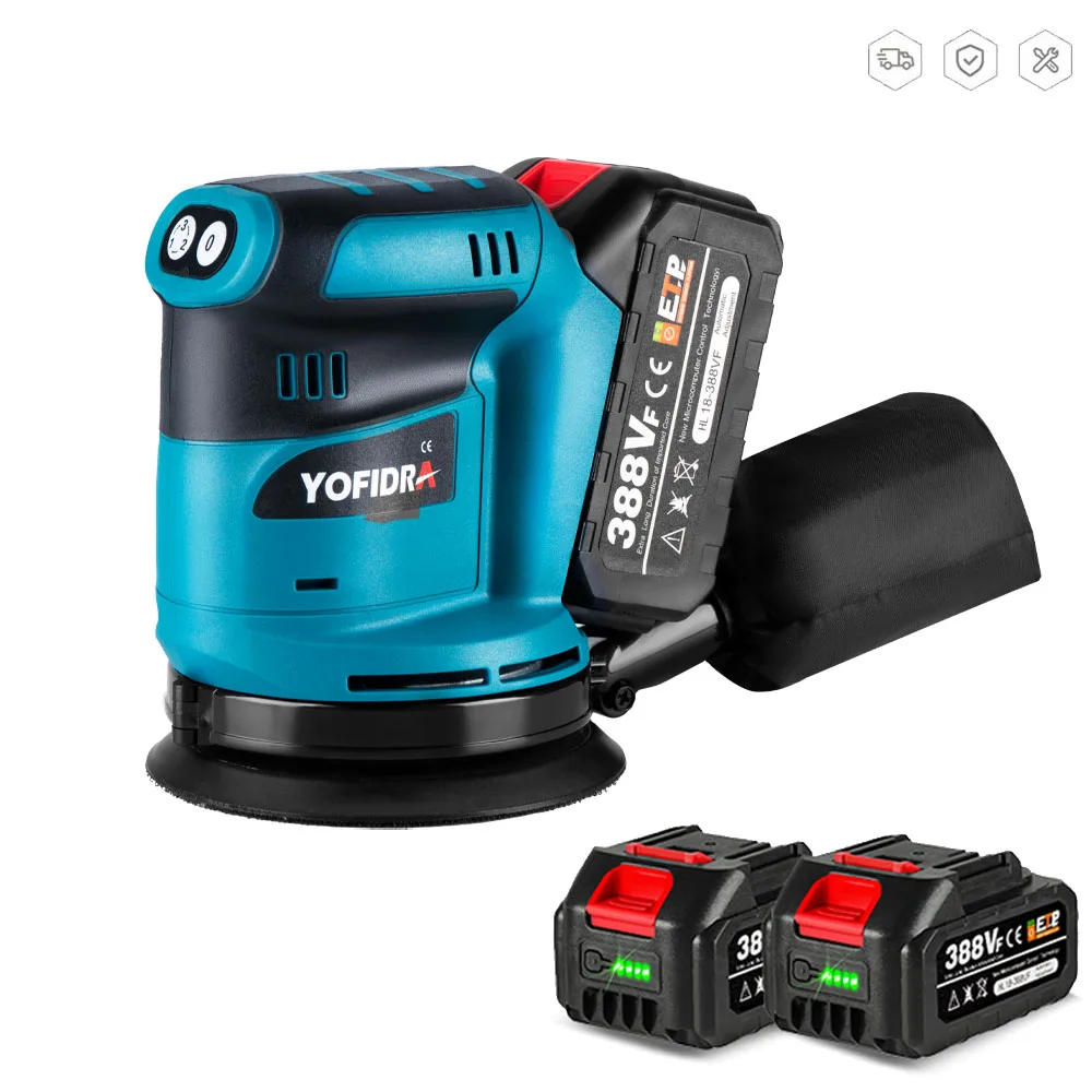 18V Electric Sander Polisher 3 Gears Handheld Rechargeable Cordless Orbital Wood Metal Polishing Machine For 18V Makita Battery