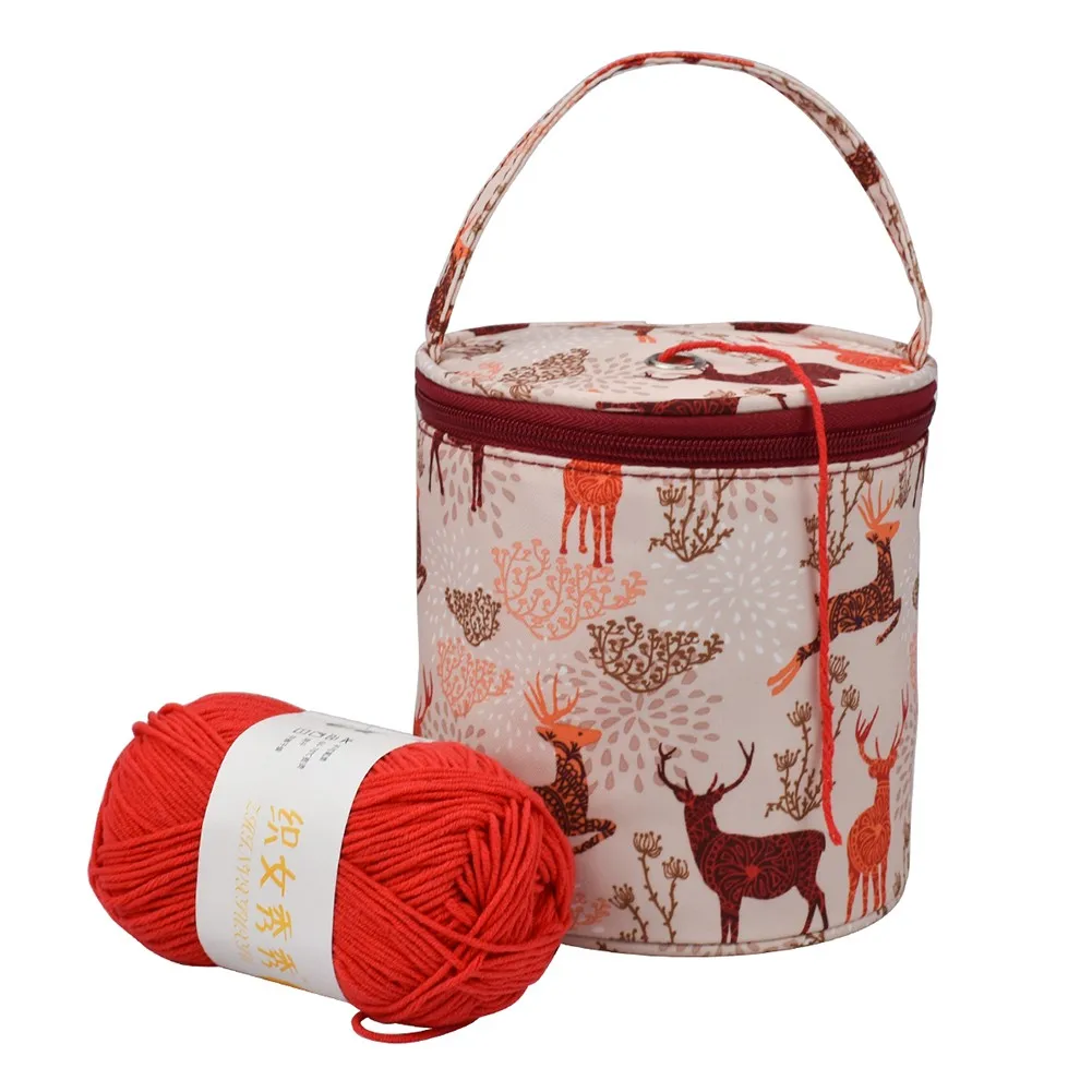 

1pc Round Knitting Wool Yarn Bags Crochet Sewing Needle Handbag Weave Tools Storage Bag household Crafts Organizer Tote