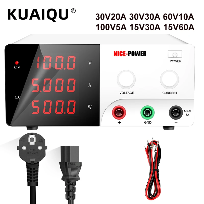Высокомощный Регулируемый источник питания постоянного тока KUAIQU, лабораторный ремонтный верстак, регулятор напряжения тока 30 в 20 А 30 А 60 в 10 А 100 в 5 А Высокомощный Регулируемый источник питания постоянного тока KUAIQU, лабораторный ремонтный верстак, регулятор напряжения тока 30 в 20 А 30 А 60 в 10 А 100 в 5 А