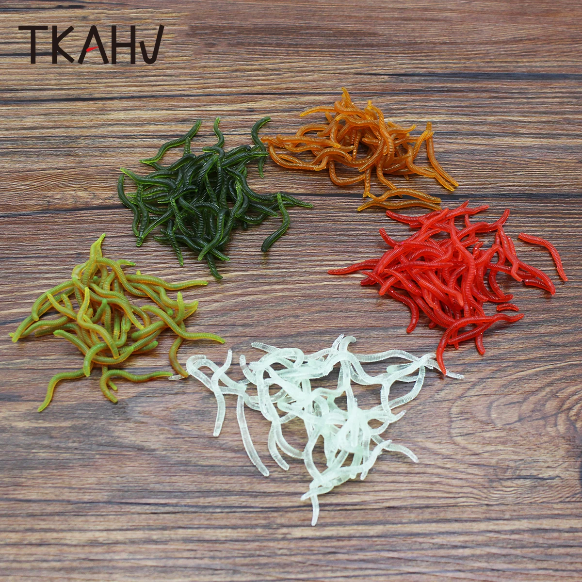

TKAHV 100 PCS 35mm Glow Fishy Smell Bionic Worm Bait Realistic Earthworm Soft Lure Artificial Silicone Trout Fishing Accessories