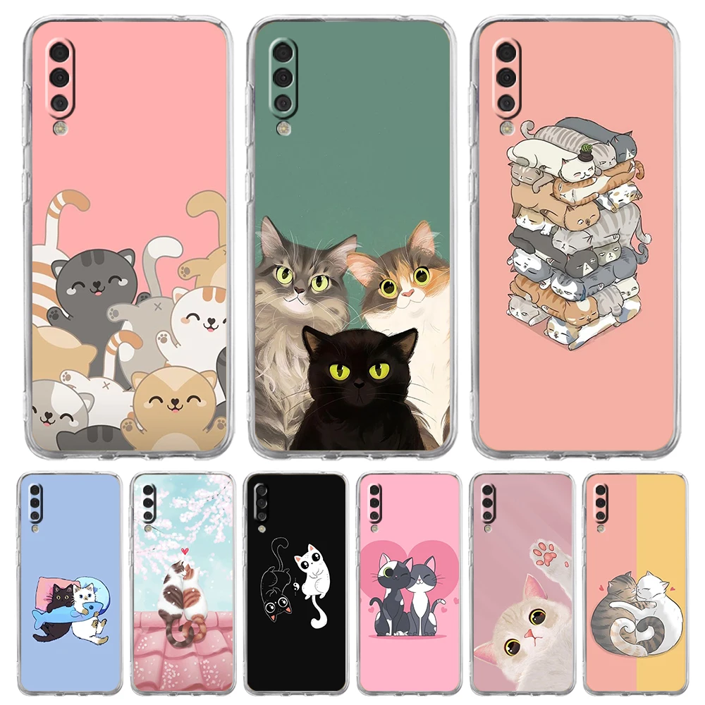 

Funny Cat Silicone Transparent For Samsung Galaxy A12 A22 A52 A02 A03S A50 A70 A10 A20 A20S A30 A40 Phone Case Shell Fundas Bag