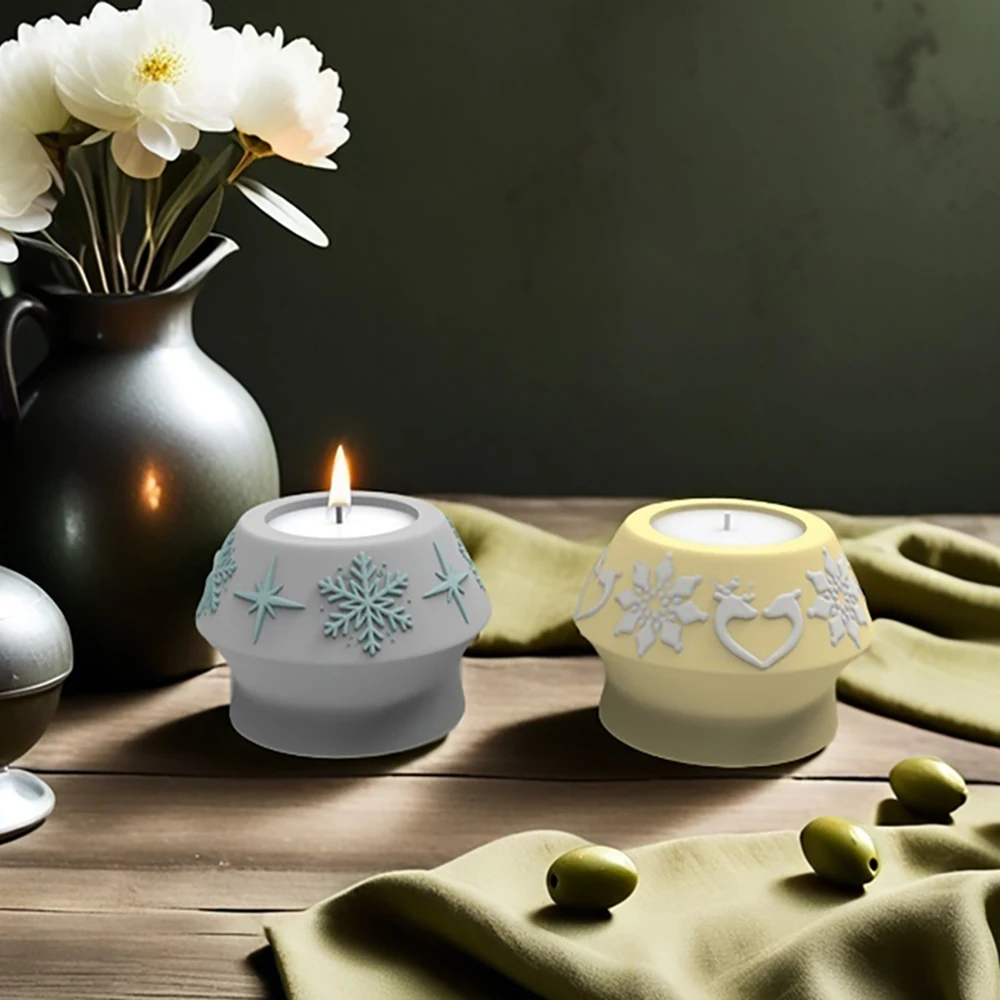 Силиконовая форма для цемента рождественский снежный подсвечник гипсовый Jesmonite