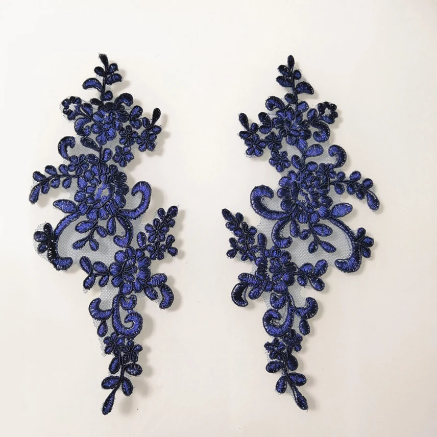 

1Pair Embroidered Applique Fabric Lace Flower Fabric Wedding Craft Material Needlework Sewing Clothes Accessories