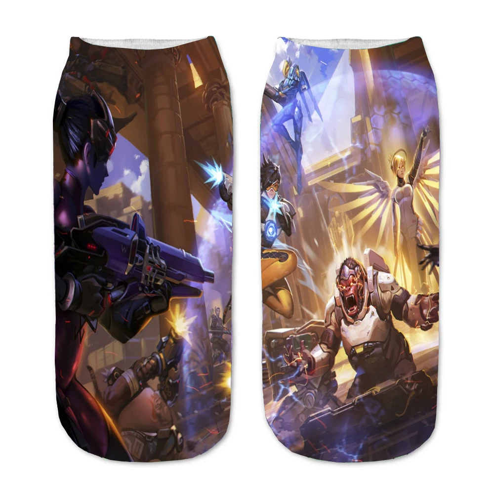 Носки с рисунком Аниме игра OW 3D DVA Мультяшные Прямые мужские женские короткие