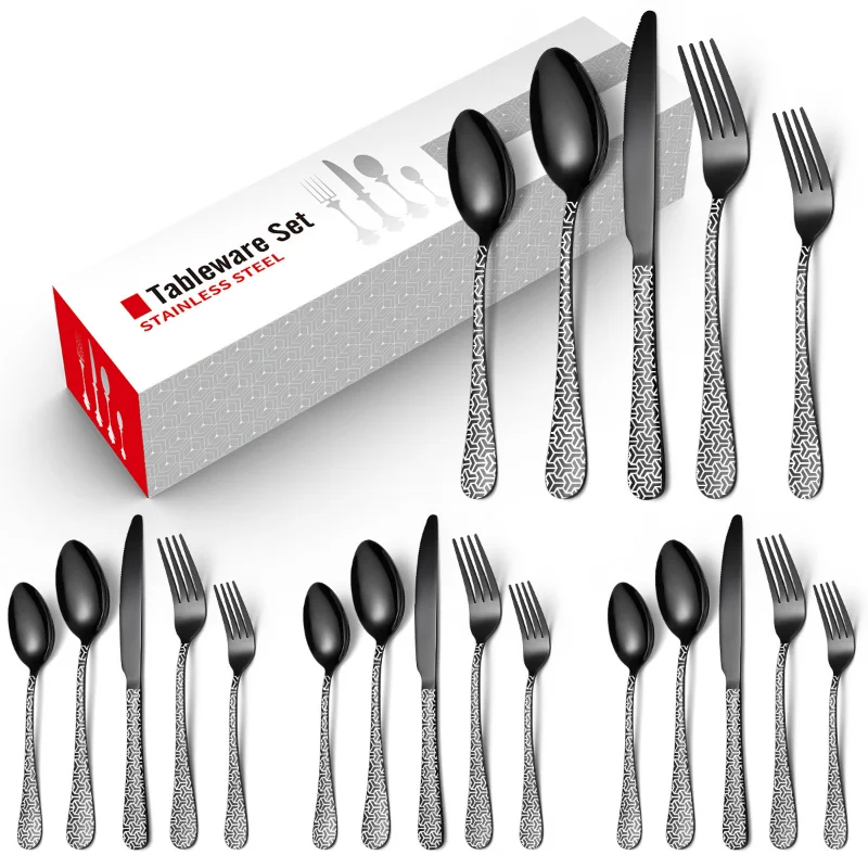 

Kitchen Accessories Camping Stainless Steel Cutlery Portable Dinnerware Set Steak Spoon Restaurant Complete Tableware Set Gift