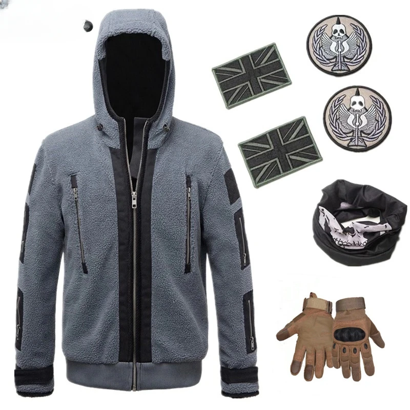 

Куртка для косплея Call of Duty 6 Same TF141, униформа призрака, команда, боевая униформа, куртка с призраком, маска, значок, модные плюшевые толстовки на молнии
