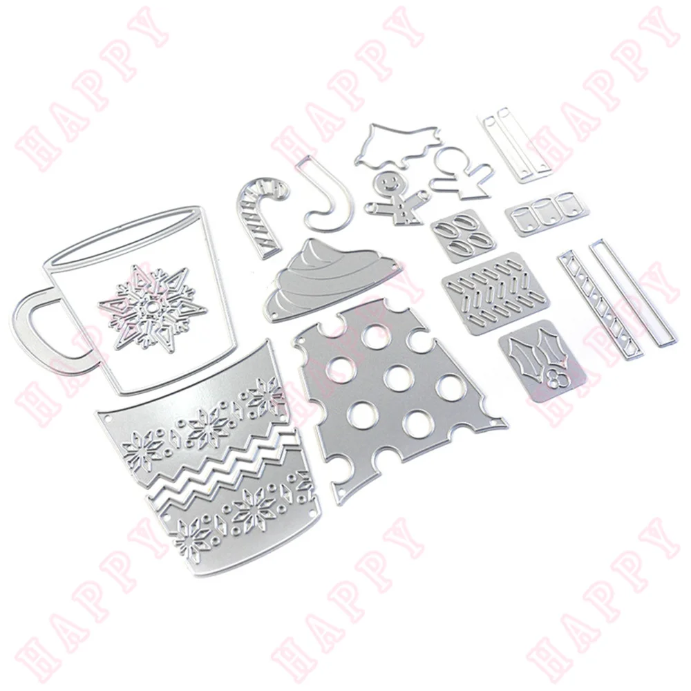 

Metal Cutting Dies Christmas Cup Crutch Diy Scrapbook Envelope Diary Photo Album Paper Cards Decorative Craft Embossing Template