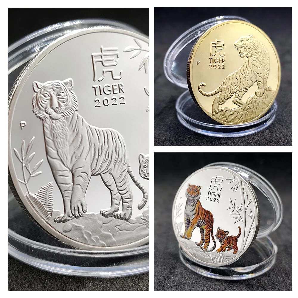 

2022 China New Year Tiger Year Original Commemorative Coin Bimetal Collection China Zodiac Tiger Year Coins Decoration Crafts