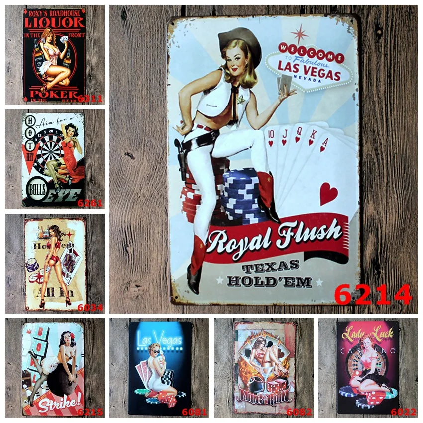

Vintage Sexy Pin-up Girl Metal Tin Sign Poster Retro Wall Art Decor Plaques Bedroom Living Room Wall Decoration Metal Plates