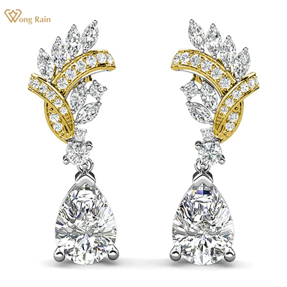 

Wong Rain 100% 925 Sterling Silver VVS1 3EX 7*9MM Real Moissanite Diamonds Water Drop Earrings For Women Wedding Fine Jewelry