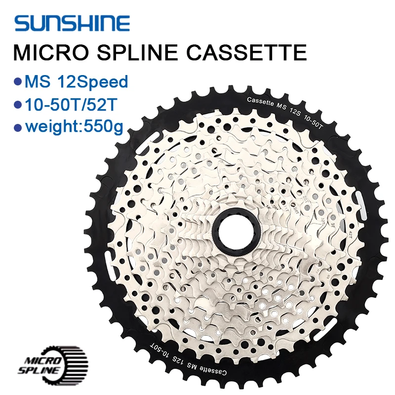 MTB Звездочка SUNSHINE 12 Скоростей MS кассета 10-50T/52T для SHIMANO Micro Spline K7 В корпуса Hub M7100 M8100 |