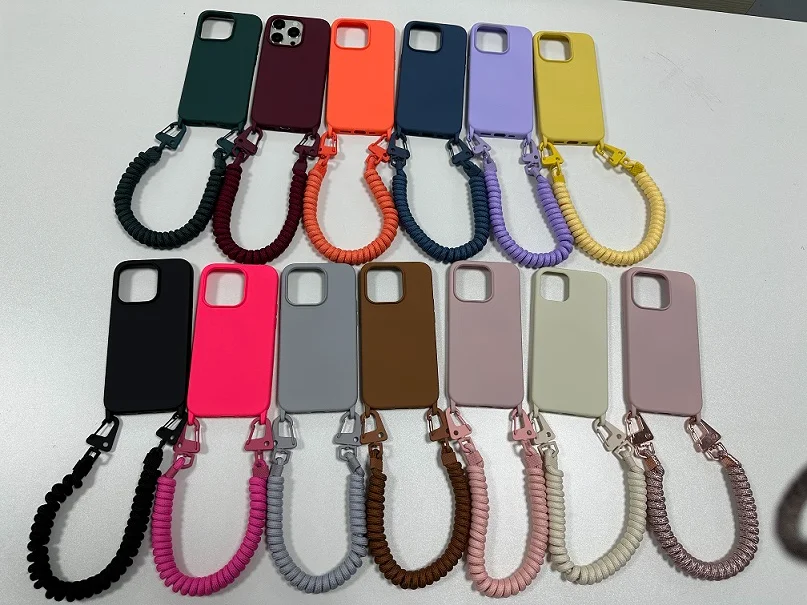 

Crossbody Lanyard phone Case For iPhone 11 14 Pro Max 12 Mini 13 X XR XS Plus Neck Rope Necklace Strap Cord Silicone With Cover