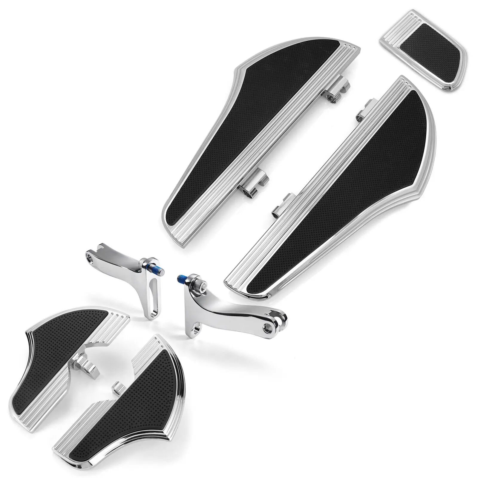 Фото Для мотоциклов Harley-Davidson Road King Touring Electra Street Glide FLHX FLHT 1980 года выпуска и новее, хромированные накладки Defiance для водителя и пассажира №1