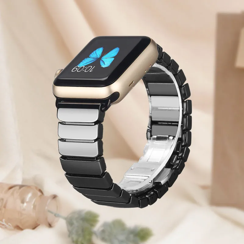 Ремешок керамический для Apple Watch band 1 2 3 браслет смарт-часов IWatch Series 38 мм 40 42 44 -