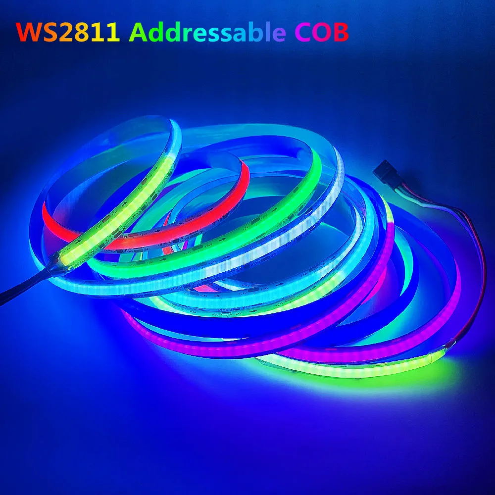 

WS2811 COB LED Strip RGB IC Pixel Addressable Programmable DC12V 24V 720Leds/m High Density Flexible Dream Color FCOB Light Tape