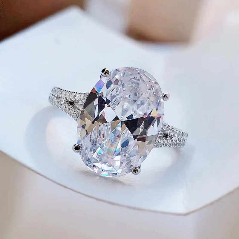 

New S925 silver 925 ring female ring 10*14 denier spot wedding ring temperament