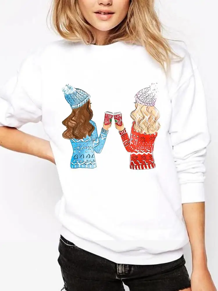 

Women Graphic Sweatshirts Holiday Merry Christmas Coffee Love Watercolor Trend Fashion Clothing Casual Female Print Pullovers