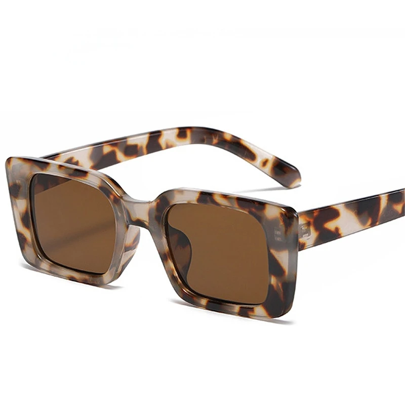 

Ins Popular Fashion Small Rectangle Sunglasses Women Retro Leopard Shades UV400 Men Trending Square Sun Glasses