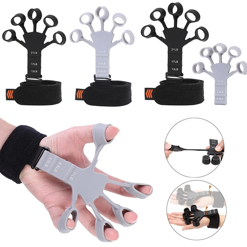 

Finger Gripper Patients Hand Strengthener Guitar Finger Flexion And Extension Training Device 6 Resistant Strength Trainer Set
