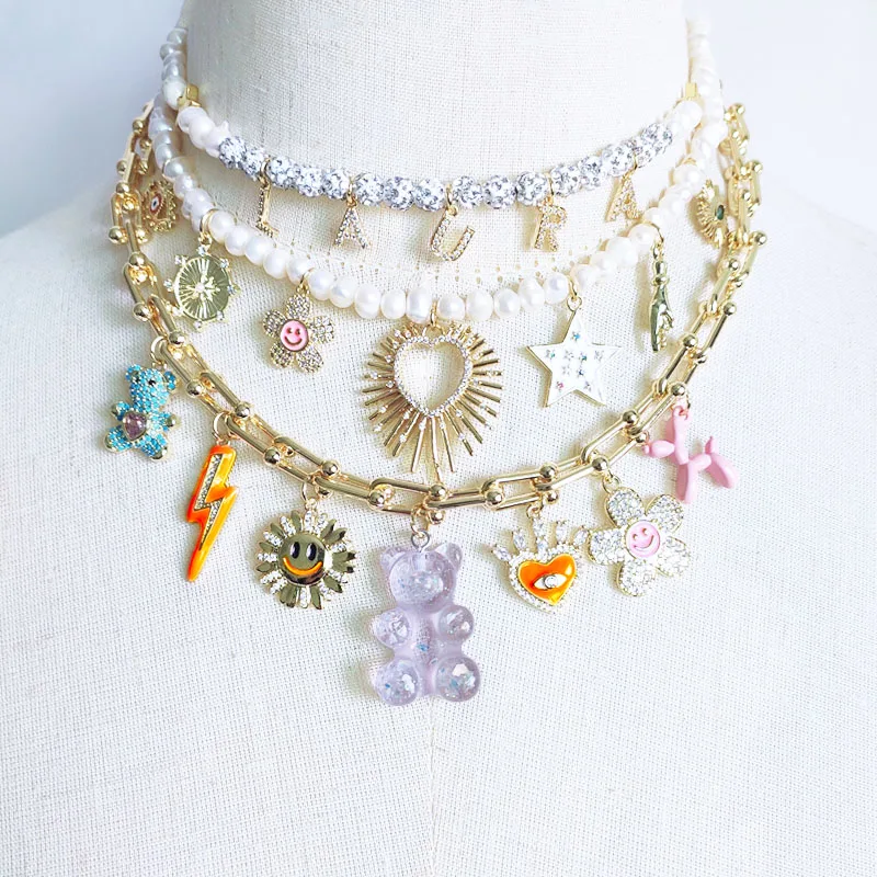 

High-end Luxury Freshwater Pearl Necklace Various Micro-inlaid Zircon Pendant Jewelry Banquet Wedding 18k Gold Gifts