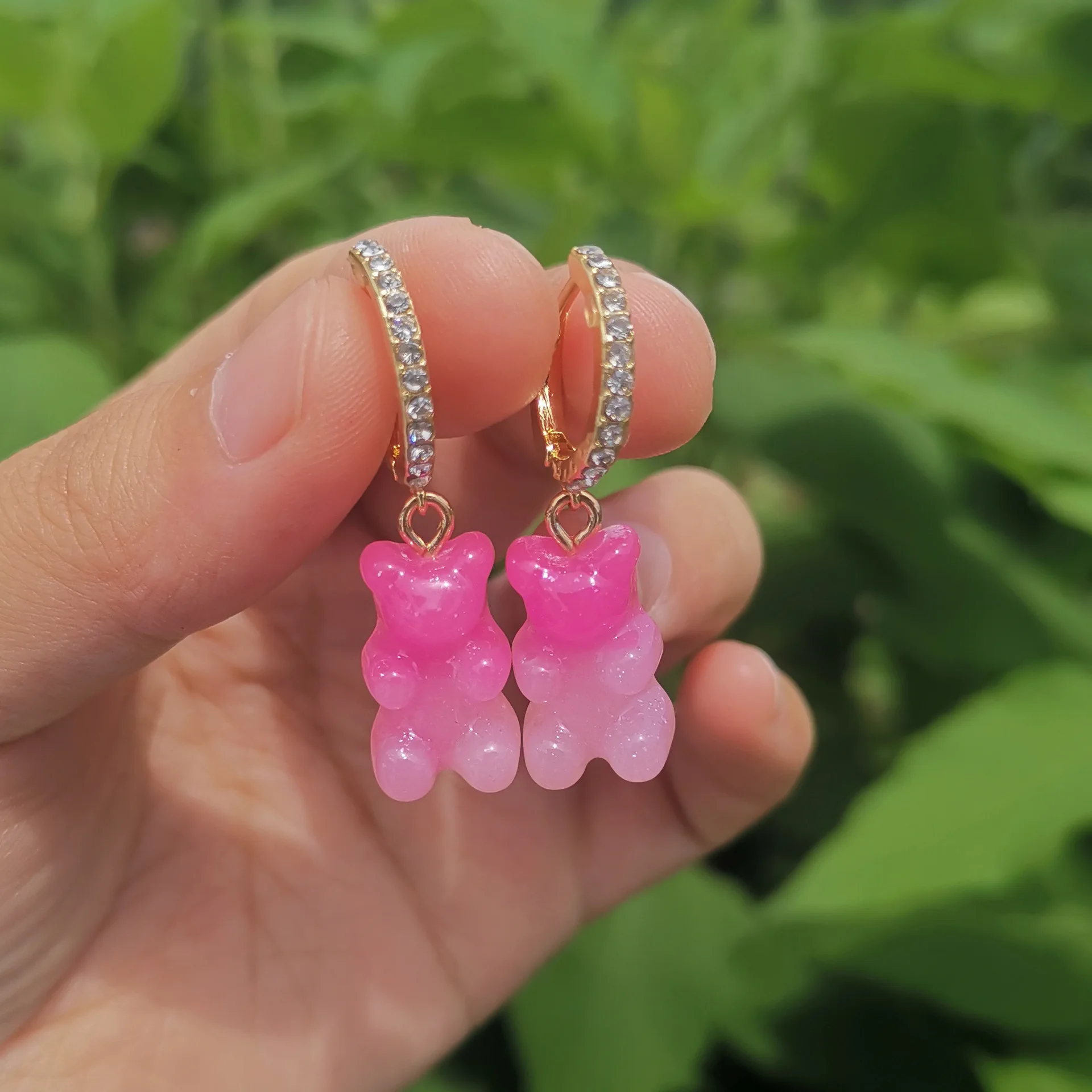 New Fashion Resin Gummy Bear Dangle Earrings for Women Girl DIY Cartoon Animal Teddy Bear Earrings Creative Drop Jewelry Gifts images - 6