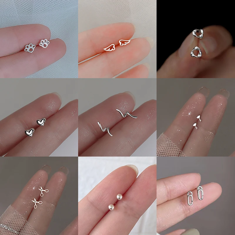 

925 Silver Needle Silver Stud Earrings for Woman Simple Temperament Ear Piercing Earrings Teen Jewelry Accessories Gift