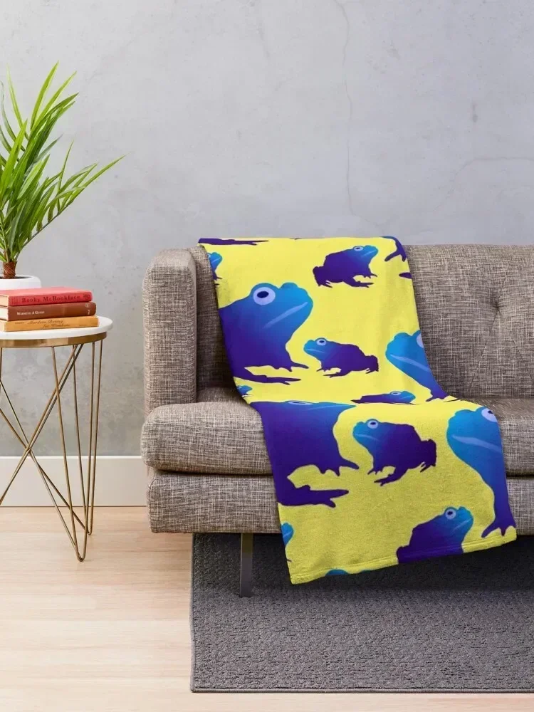 Голубая жаба с узором (на желтом) Пледы Модные диваны Одеяла для сна пикника