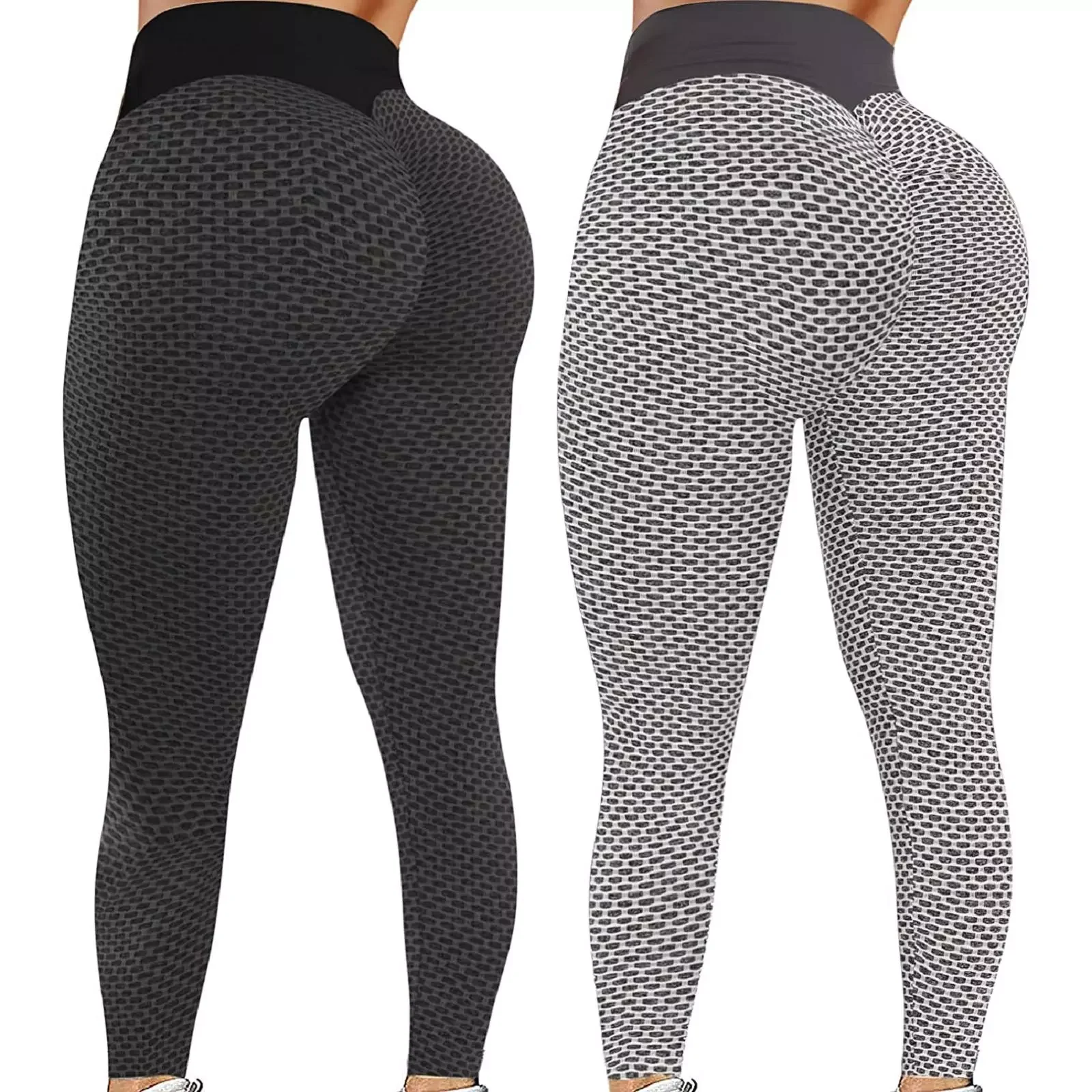 

2pcs/ Bags Grid Tights Yoga Pants Women Seamless High Waist Leggings Breathable Gym Fitness Push Up Clothing Girl Yoga Pant