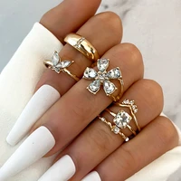 11pcsset cute butterfly flower sweet personality fun ring shape set mixed finger jewelry creative accessories girl gft