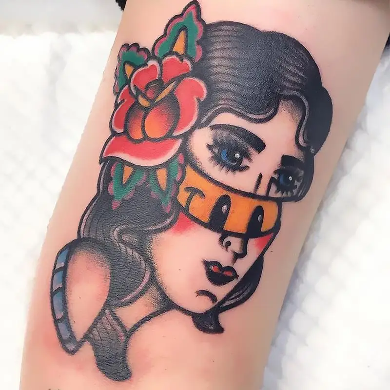 

2022 New Creative Dual Personality Art Waterproof Tattoo Stickers for Woman Man Anime Hip-hop Arm Thigh Body Temporary Tattoo