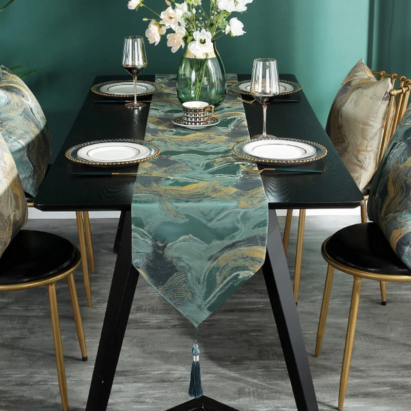 

Junwell Fashion Modern Table Runner American Luxury Style Runner Table Cloth With Tassels For Dinning Table Decoration