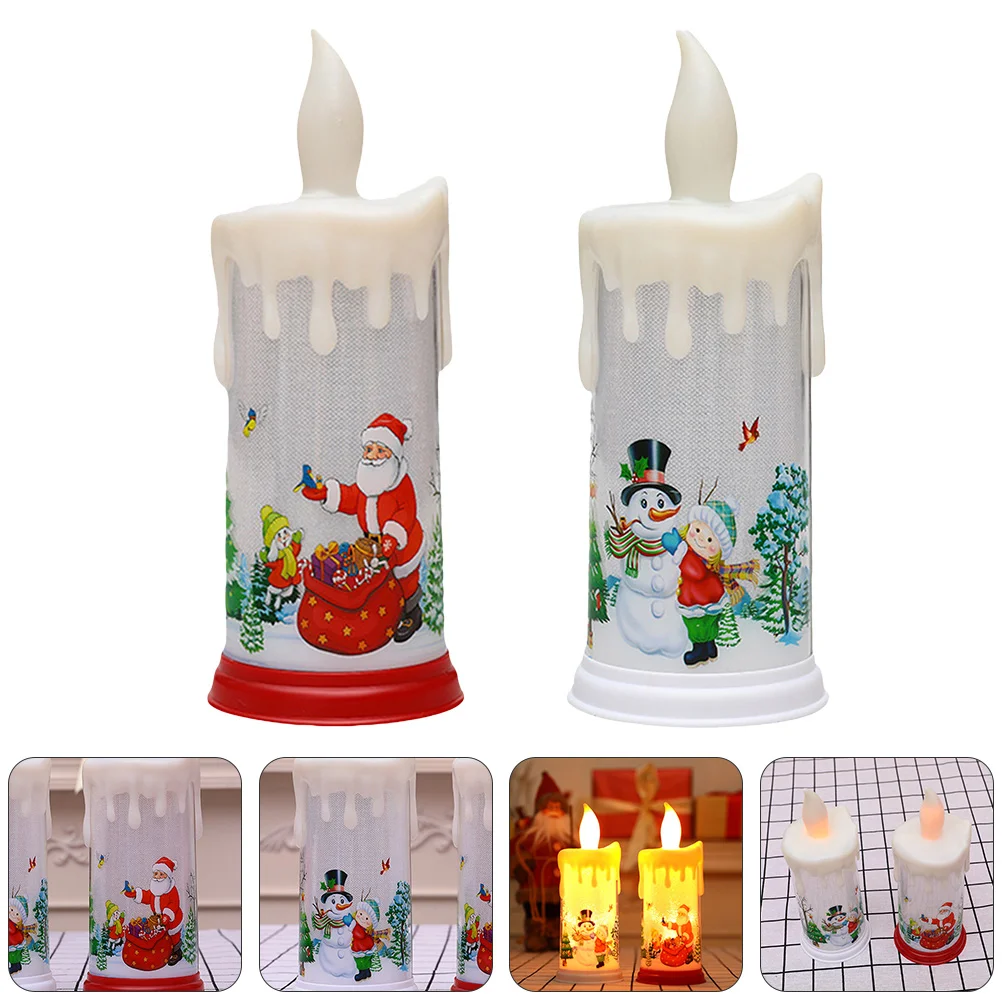 

Lightflameless Led Christmas Xmastea Lantern Dripping Candlestick Flickering Fireplace Holders Pillarornaments Partydecorative