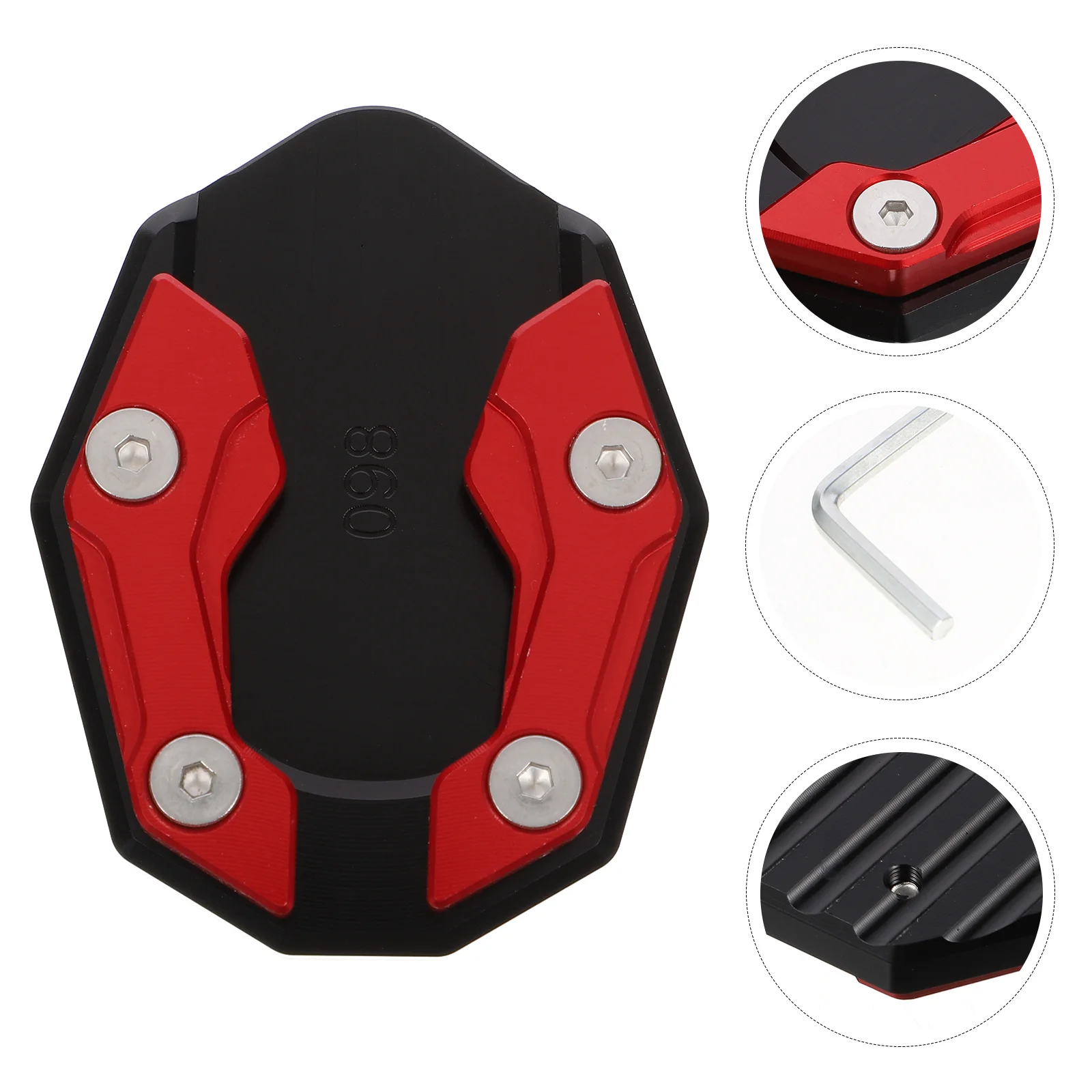 

Motorcycle Kickstand Foot Side Stand Extension Enlarger Pad Support Plate (Red)