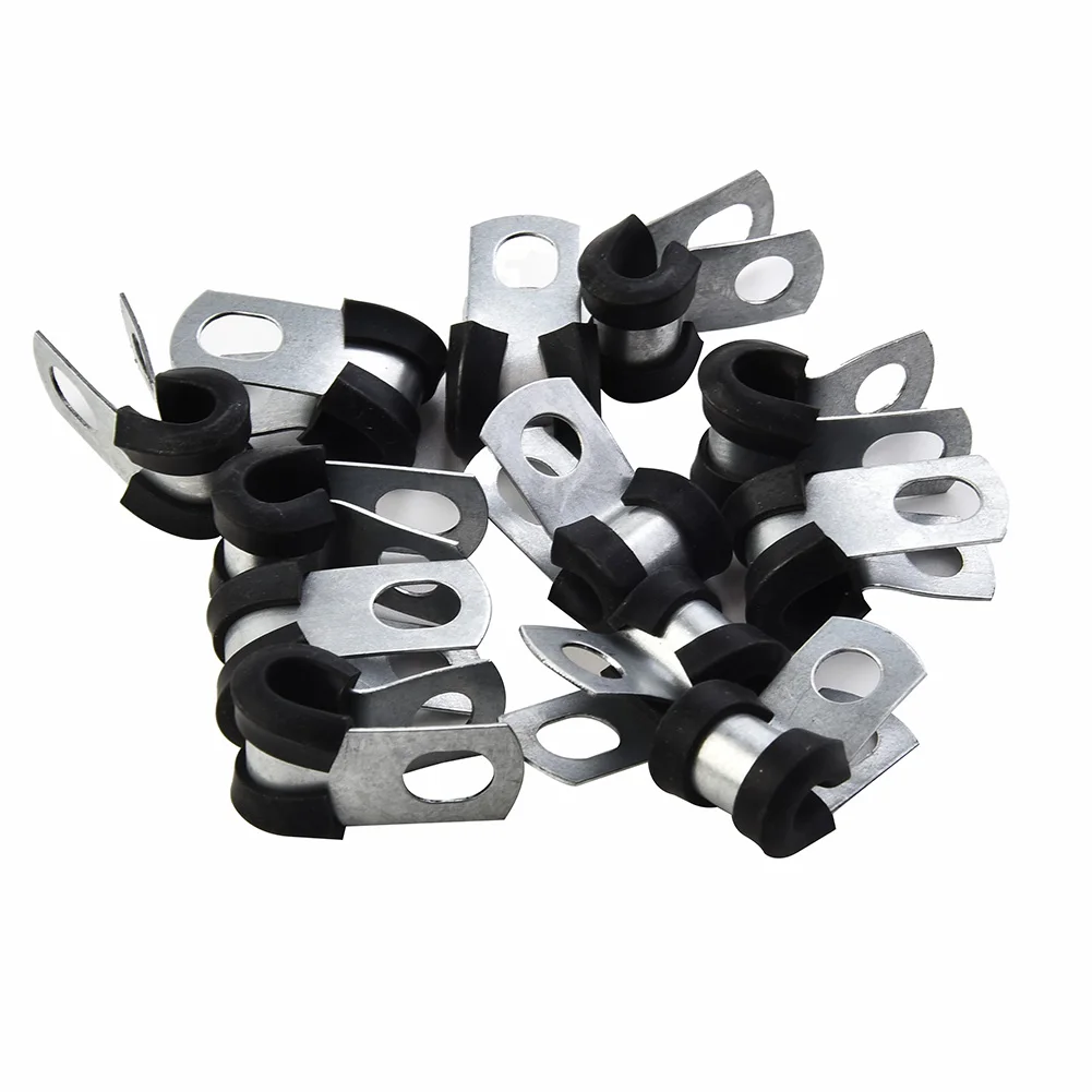 

Durable High Quality Hot Sale Brand New Brake Pipe Clips Lined Lines Metal+Rubber P Clips Pack Of 12 Rubber (4.7mm)