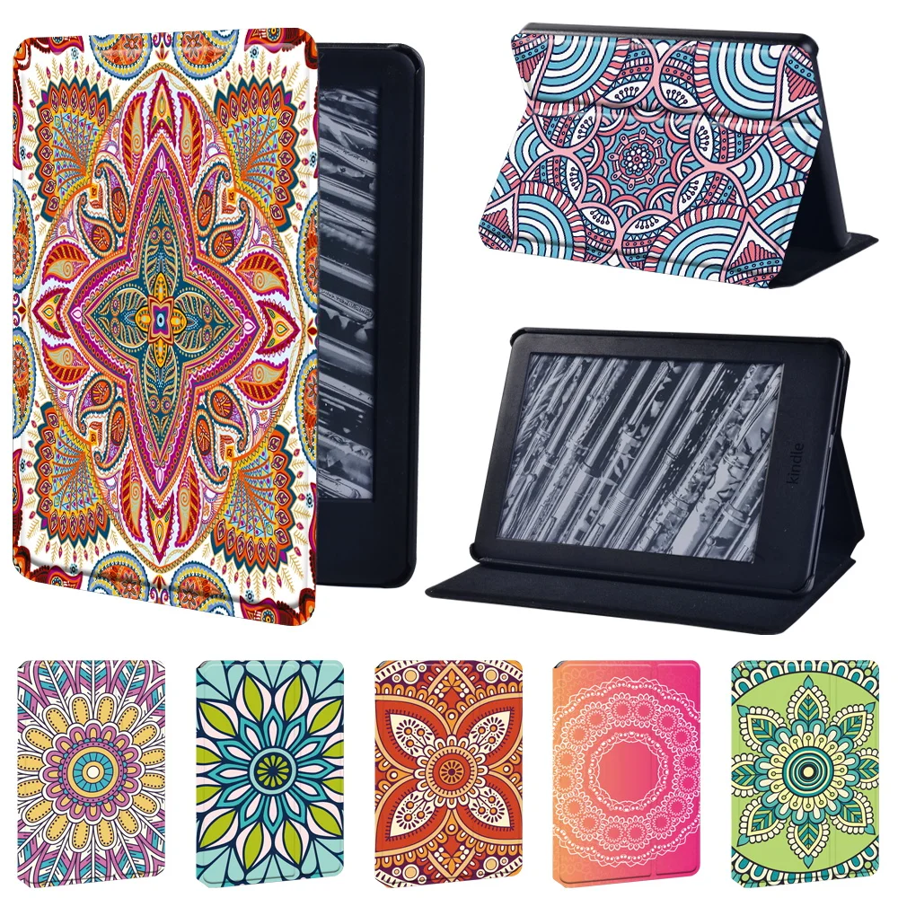 

For Kindle Paperwhite 5 11th Case/Kindle Paperwhite 1 2 3 Cover/Kindle 10th/8th Leather Tablet Stand Case with Mandala Pattern