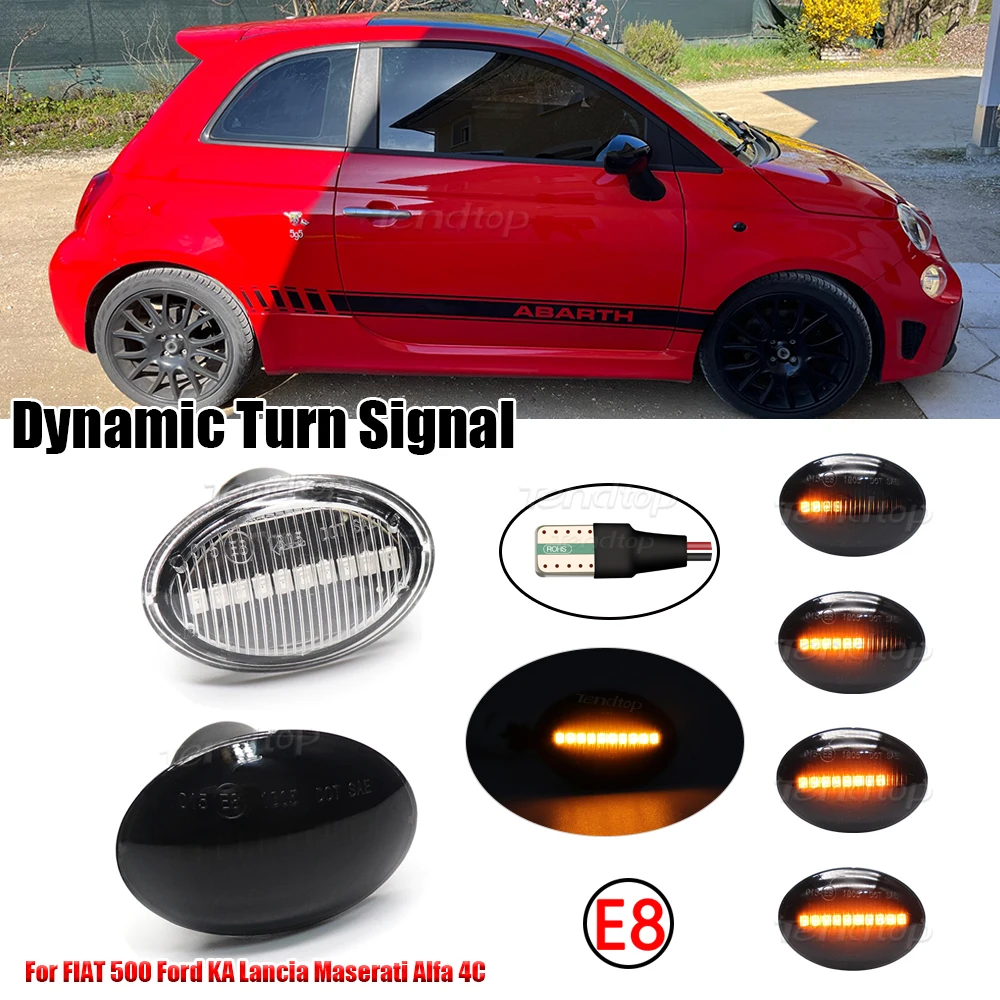 

Dynamic LED Turn Signal Repeater Sequential Light Flashing Side Marker Lamp For FIAT 500 500C 500L Abarth 500 595 695 Ford Alfa